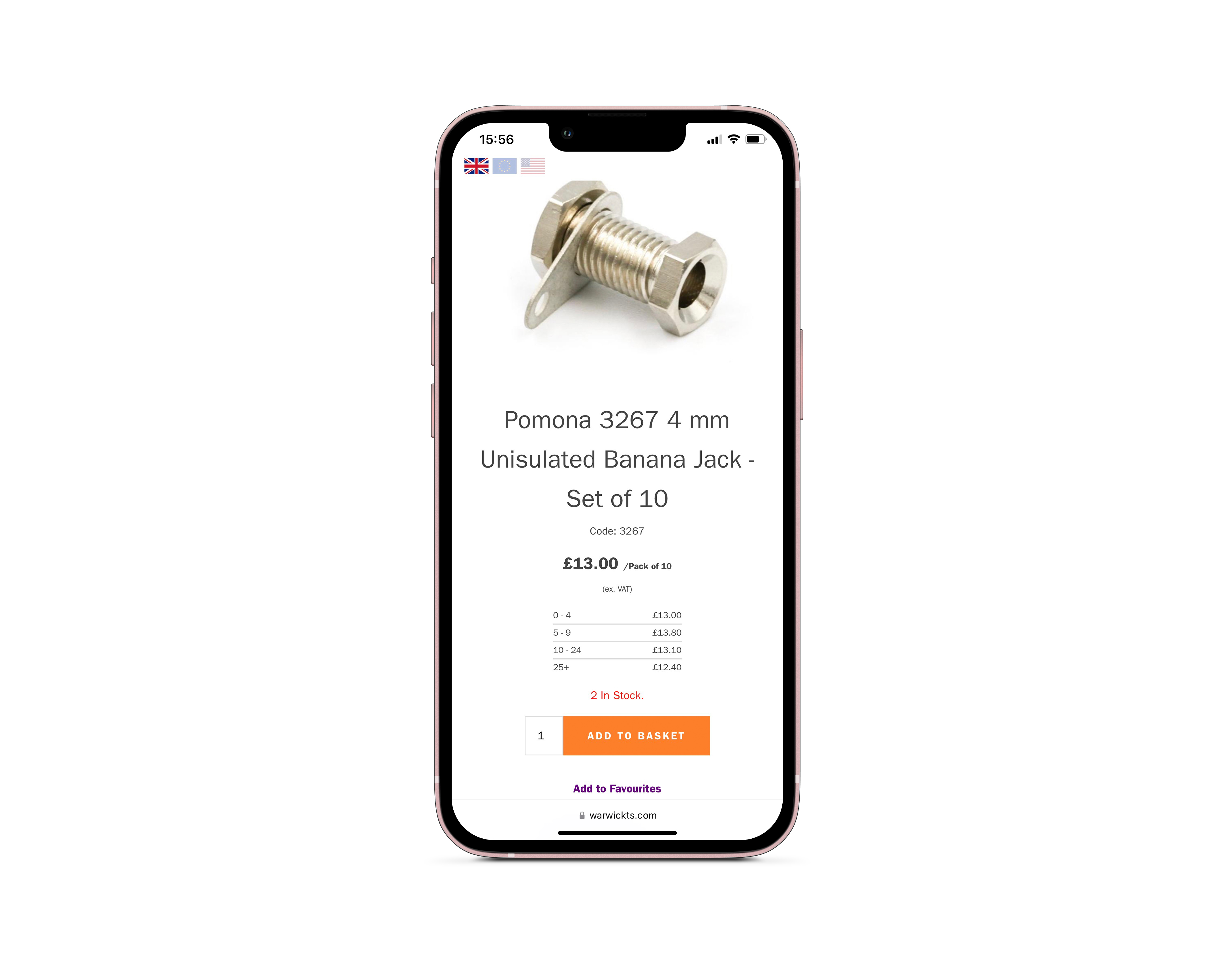 iphone showing Warwick Test Supplies ecommerce website