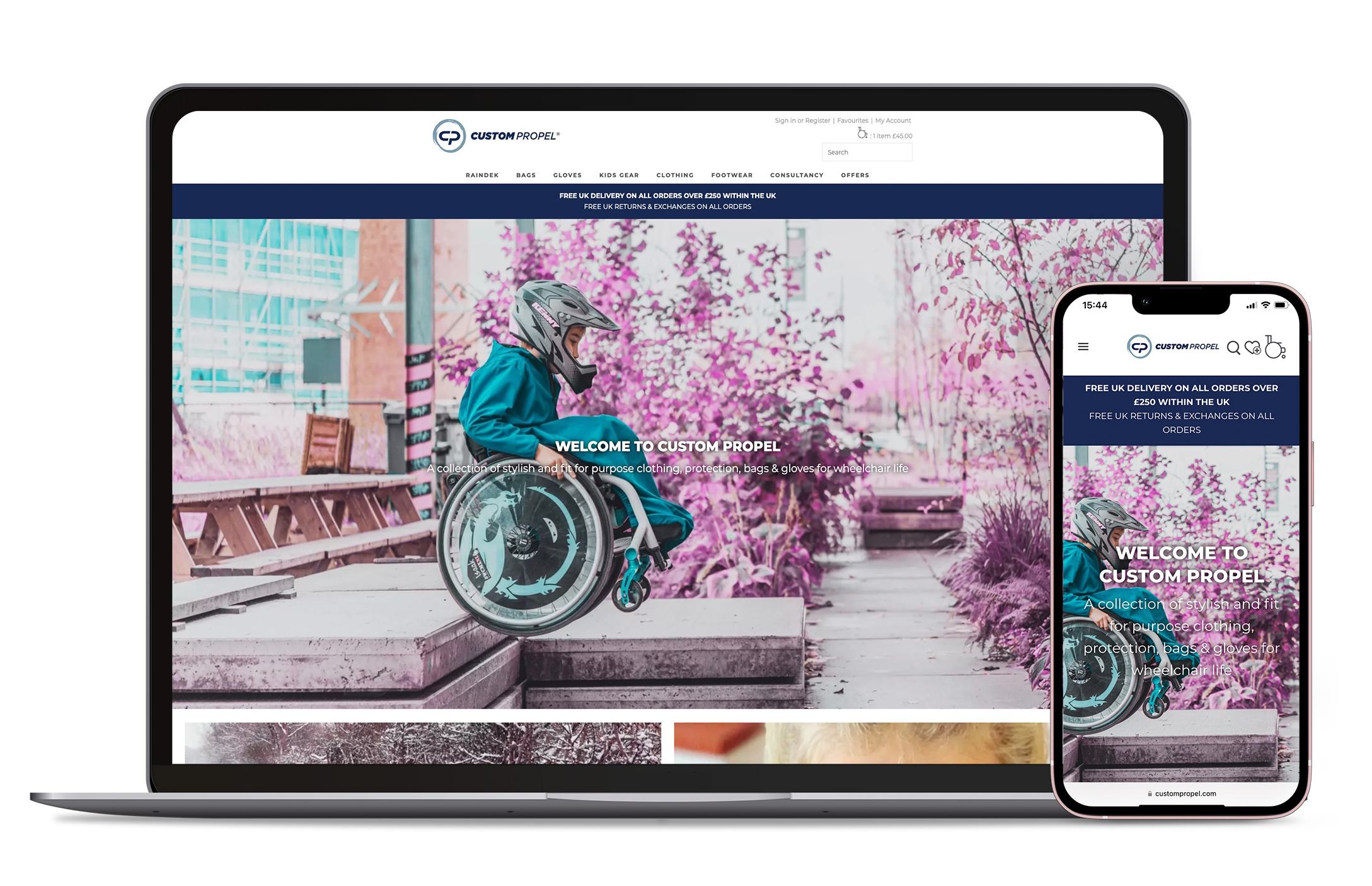 laptop and mobile showing Custom Propel responsive website design
