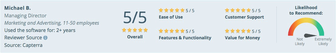 Capterra review panel desktop view