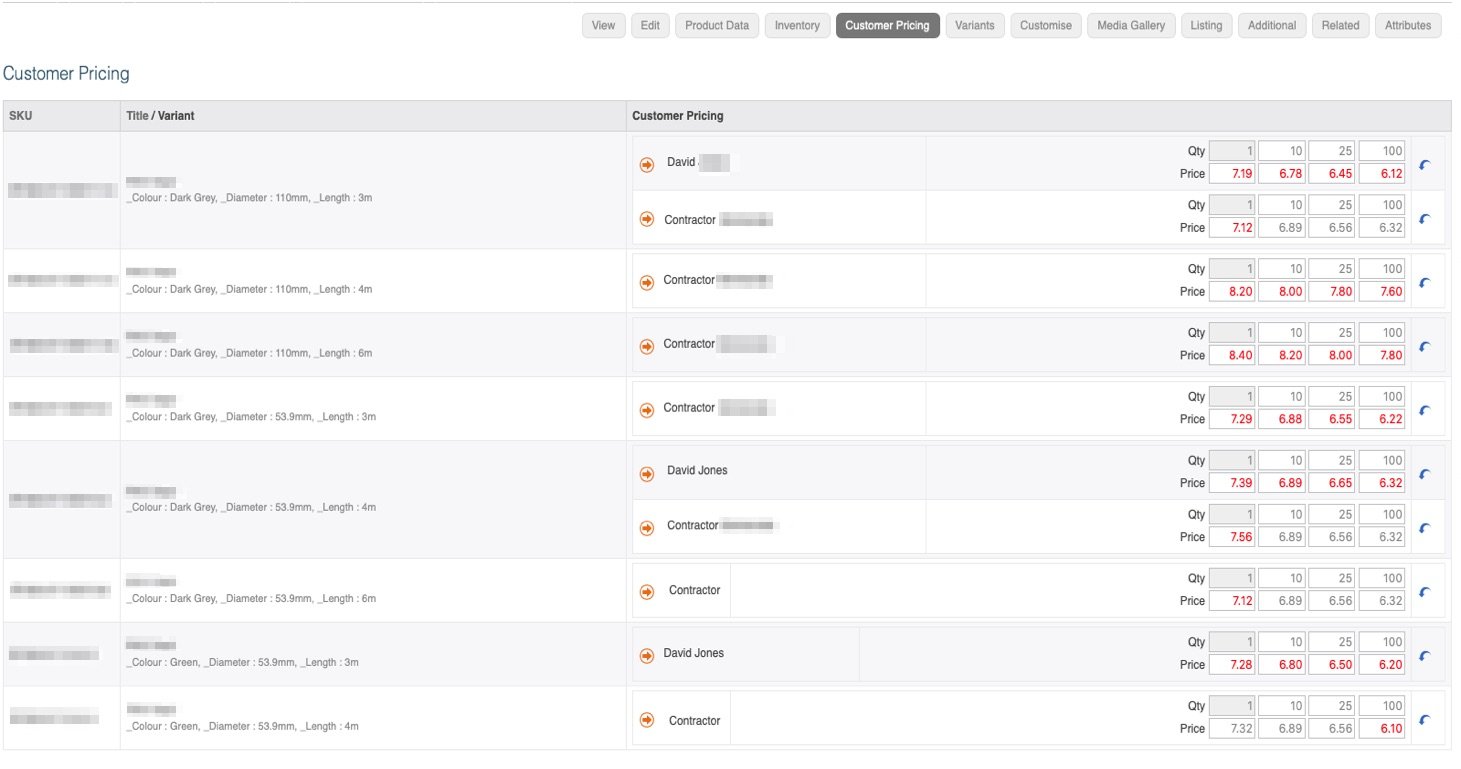 customer pricing screen image