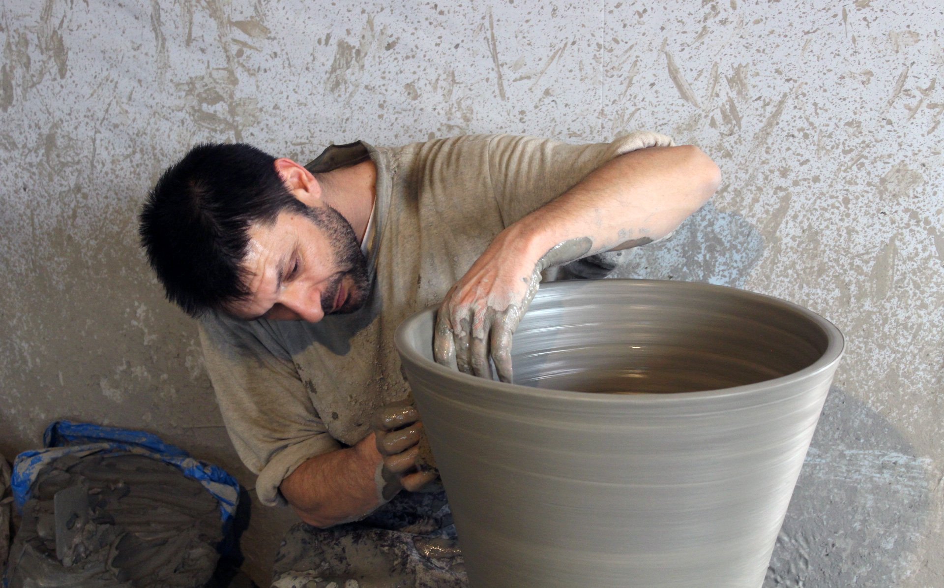 Pots and Pithoi huge pot in process of being thrown