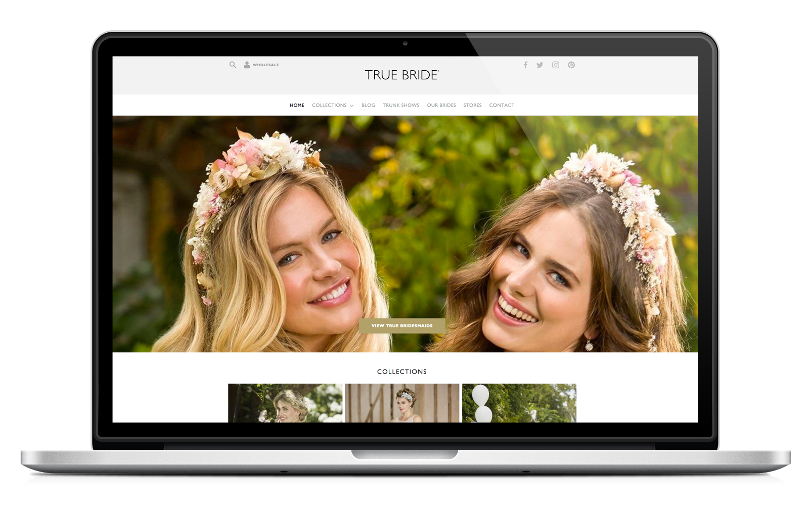 laptop showing True Bride built with Khoo Seller ecommerce website platform