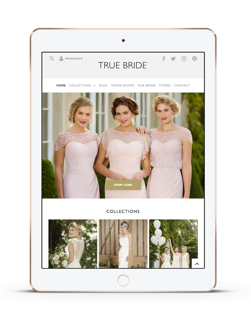 tablet showing True Bride built with Khoo Seller ecommerce website platform