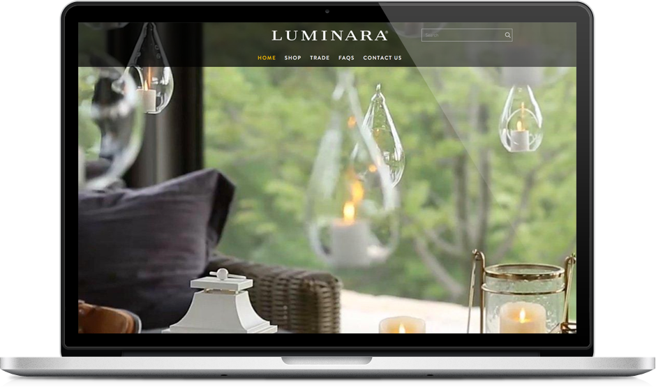 mobile phone showing Luminara responsive ecommerce website redesign